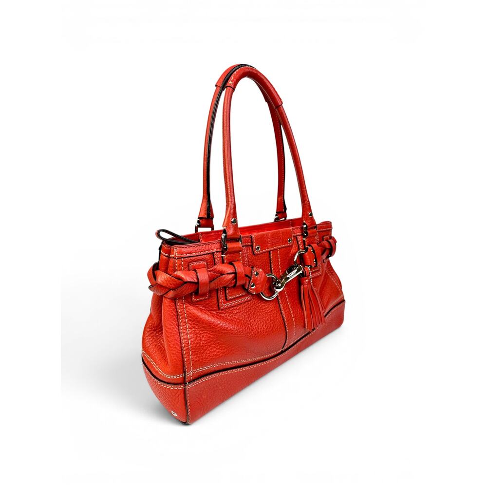 Vintage Coach Hamptons Braided Pebbled Leather Shoulder Bag W/ Red Tassel - Picture 3 of 16